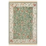 Nouristan Naveh Orient Teppich – Wohnzimmerteppich Orientalisch Kurzflor mit Fransen Vintage Orientalischer Samt-Teppich für Esszimmer, Wohnzimmer, Schlafzimmer – Grün, 160x230cm