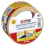 tesa Doppelseitiges Klebeband Universal - Vielseitiges Klebeband für Verpackungen, Deko und Teppiche oder zum Basteln - 10 m x 50 mm