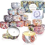 Duftkerzen Geschenke für Frauen, 16 St Duftkerzen Geschenkset Aromatherapy Natürliches Sojawachs Düft Kerze Set 320 Std Langer Brenndauer Mit Grußkarte für Parteien Geburtstag Muttertag, 2,5 OZ/ST