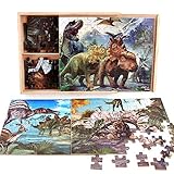 wnfbgywk Bodenpuzzles In Dinosaurier-Teile 40/60 / 80/100 Box hölzerne Rätsel Vier eins (Multicolor, One Size)