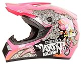 Kinder Crosshelm Mejia – Motorradhelm für Kinder, ABS-Schale, robuster Kinderhelm für Downhill, Quad und Motocross, Pink, Größe S, 53 – 54 cm