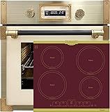 Kaiser Pyrolyse Backofen EH 6427 ElfAD+KCT 6195 IRotEm, Retro Pyrolyse Einbau Backofen 73L Elfebeinfarbiges Glas 60 cm+Induktions-Kochfeld, Retro Induktionskochfeld, Metallplatten Bronze,4 QickHeat