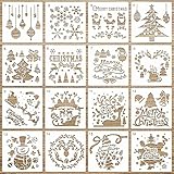 Schablonen Weihnachten Zeichenschablonen Malschablonen aus Kunststoff Handwerk Malschablonen 16 Stück Weihnachts Schablonen Set für DIY Bullet Journal Album Scrapbooking Papier Karte Deko (B)