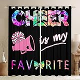Rosa Cheerleading-Vorhänge für Schlafzimmer, Wohnzimmer, Gymnastik, Sport, Verdunkelungsvorhänge (30 % – 50 %), Gymnastik, Tanzliebhaber, Fenstervorhänge, Cheer-Sport, Fensterbehandlungen, B46 x L54