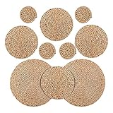 Eighosee 10 StüCk Runde Weben Platz Deckchen rutschfeste BestäNdige Matten für Tisch, TöPfe, Pfannen Tee Kannen in der KüChe, 12, 8, 4