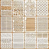 OOTSR 12 Stück Schablonen Set, Zeichnung Malschablonen DIY Schablonen, Wiederverwendbar Kunststoff Schablonen Vorlagen für Holz, Boden, Möbel Wandgestaltung, Scrapbooking Handwerk Deko