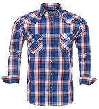 Rankitutu Westernhemden für Herren mit Schnappknöpfen Regular Fit Karo Langarmhemden Casual(011-M)