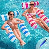 MLRYH 2 Stück Luftmatratze Pool, Pool Spielzeug 4 In 1 Aufblasbare Wasserspielzeug Pool Zubehör, Pool Aufblasbar Wasser Hängematte für Sessel Matratzen Sitz Schwimmmatratze mit Infloator-Pumpe.