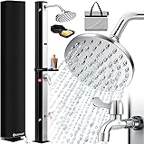 KESSER® Solardusche 35 Liter Solar Gartendusche | warmes Wasser max. 60°C | Pooldusche ohne Stromanschluss | Campingdusche Regenduschkopf, Wasserhahn, Schlauch-Anschluss inkl. Ablage, Cover & Tasche