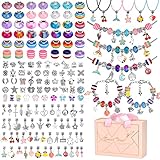 AUHOU 142 Stück Charm Armband Making Kit Geschenke für Mädchen Charm , DIY Armband Art Schmuck Bastelset Teenager 6-12 Jahre Geburtstags