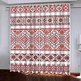 2er Set Gardinen Vorhang Blickdicht mit Ösen Schwere Verdunklungsvorhänge Thermovorhang Kälteschutz Lichtdicht für Wohnzimmer Schlafzimmer Kinderzimmer 2 Stück x 140 B x 160 cm H Rot Indisch Ethnisch