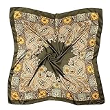 DRESHOW 90x90cm Große Quadratische Schals für Damen Seide Kopftuch Bandanas Haartuch Halstuch Haarschmuck