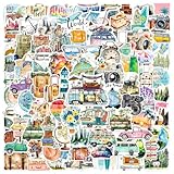 EOAMGO 100 Stück Scrapbook Stickers, Journal Aufkleber Fotoalbum Scrapbook Journaling Zubehör, Wasserfeste Koffer Reise Aufkleber, Vinyl Travel Urlaub Kleine Sticker für Laptop Handy Bücher Buch Book
