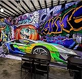 Tapete Fototapete 3D Effekt Graffiti Auto Graffiti Halloween Wandbild Wandtapete Hauptdekorationen Für Wohnzimmer Schlafzimmer - 150x105CM-L