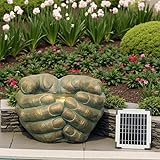 50 cm Langer, handgeformter Brunnen – Außenbrunnen mit LED-Beleuchtung – geeignet für Gärten, Innenhöfe, Terrassen, Balkone, Veranden und Vorbauten, goldfarben