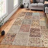 bamyum Nadine Bedruckter Teppich Chenille-Druck Maschinell Hergestellt 200 x 300 cm, Wohnzimmer Vintage Teppich Schlafzimmer, Antibakteriell Antirutschunterlage Küchenteppich Patchwork
