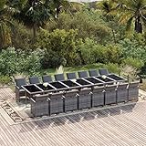 BUKSCYJS GartenmöBel Set,17-TLG. Garten-Essgruppe mit Kissen Poly Rattan Grau FüR Garten, Terrasse, AußEnbereich, Balkon