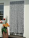 Chenille, Vlies, Türvorhang, 90 x 200 cm, silber, weiß