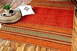 Navarro Natur Teppich Bauwolle Kelim Terrakotta in 6 Größen