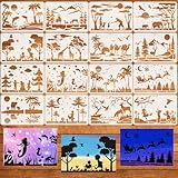 16 Stück Malschablonen Schablonen, A4 Schablonen Malen Set, Silhouette Schablonen, Wiederverwendbar Schablonen Textilgestaltung Wandgestaltung, zum Kunst Zeichnung, Wanddeko