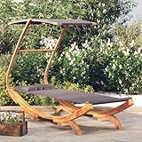 Snsowed Sonnenliege mit Dach, Gartenliege, Sonneninsel, Liege, Doppelliege, Gartenbett, Hängebett, Gartenmöbel, Outdoorbett, 100x198x150 cm Bugholz Massiv Anthrazit
