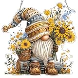 MXJSUA Blumenwichtel Diamond Painting Anhänger mit Kette Erwachsene, Diamant Painting Fensterbilder Hängende Ornament Bastelset Set für Wand Und Eingang Decor 20x20CM