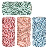 DODUOS 4 Rollen Baumwollkordel Schnur 100m x 2mm, Baumwolle Bindfaden Bastelschnur Weihnachtsschnur Gartenschnur Dekokordel Bäckergarn für Geschenkverpackung, Basteln, Gartenarbeit, DIY