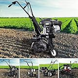 BRAST® Motorhacke Gartenfräse Benzin | 1,9kW(2,6PS)-5,15kW(7PS) | 25-85cm Arbeitsbreite | 6 Modelle | Stahlrahmen Transportrad & kabellos | für kleine bis sehr große Grundstücke | BRB-AF 5500s