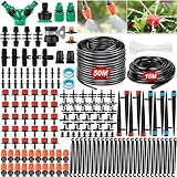 DONGQI Garten BewässerungsSystem, 263Pcs Garten Bewässerung Kit, 50M+15M Bewässerungsrohre,Automatik Tröpfchenbewässerung Gartenbewässerung Misting Kühlsystem für Landschaft, Gewächshaus