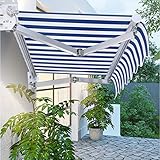 Ersatzstoff für einziehbare Markisen, wasserabweisendes Sonnensegel aus Polyester mit UV-Schutz für Aktivitäten im Garten oder im Hinterhof, 41 Größen (Farbe: Blau gestreift, Größe: 22,9 x 11,5
