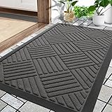 Diaxilu Fußmatte Außen 43 x 76 cm, Silikon Schmutzfangmatte für Außen & Innen - rutschfest, Staubdicht und Waschbar, Türmatte Außen Wetterfest für Haustür, Eingang, Balkon - Dunkelgrau