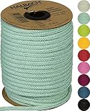 Halbach Seidenbänder Premium Papier Strickschlauch | Breite: 4mm Länge: 30m | Schlauchgarn befüllbar und reißfest, Papiergarn für Namensschilder Kinderzimmer oder zum basteln, Farbe: mint