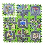 Exultimate Spielmatte aus Schaumstoff, Spielmatte ineinandergreifende Boden-Puzzle, Straßen-Spielzimmer, interaktives Spielset mit Hot Wheels Cars und Easyview Aufbewahrungskoffer 9 Piece Set Zoo