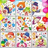 BOOMTOP 9 Blatt Fensterbilder Selbstklebend Clown Fenster Aufkleber Karneval Fasching Fenster Abziehbilder Sticker Geburtstagsparty Clown Deko Kinderzimmer Fenster Aufkleber Party Dekoration Stil B
