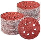 TWSTYFAL 100 Stück Schleifpapier 125mm Klett, Profi Exzenterschleifer Schleifpapier Set für 125mm 8 Loch Schleifscheiben Mit 60/80/100/120/180/240/320 Körnung für Holz Metall und Farbe