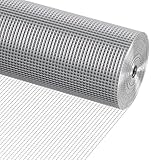 VEVOR Volierendraht, 122cm x 15 m, Drahtgeflecht Verzinkt, 0,6mm Drahtstärke Drahtgitter 6,3x6,3mm Maschendrahtrolle, Maschendrahtzaun, Maschendraht für Kaninchenkäfige, Garten, kleine Nagetiere