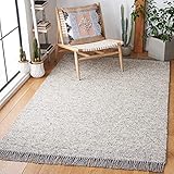 SAFAVIEH Vermont Collection VRM701F Teppich, quadratisch, 1,8 m, handgefertigt, Premium-Wolle, für Wohnzimmer, Esszimmer, Schlafzimmer, Grau / Elfenbein