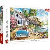 Trefl 27124 2000 Elemente Hunde, Sommer, Segelboot, Modernes DIYPuzzle, Kreative Unterhaltung, Spaß, Klassisches Puzzle mit Tieren, für Erwachsene und Kinder ab 12 Jahren, Ferienhafen