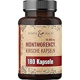 Montmorency Kirsche Kapseln – 180 Kapseln – 1200 (50:1) mg pro Tagesdosierung - Vegan - Frei von Zusatzstoffen – Montmorency Sauerkirsche Hochdosiert