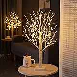 Howeifull 144 LED Lichterbaum mit Timer, LED Birken Baum Licht Warmweiß Verstellbare Äste Bonsai Dekobaum Baumbeleuchtung Innen Deko für Weihnachten, Party, Hochzeit, USB/Batteriebetrieben