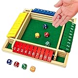 Shut The Box-Klassisches Würfelspiel aus Holz,2-4 Spieler Würfelspiel aus Holz,Bunt Tabletop Taktikspiel mit 8 Würfel,Geeignet für Familien-Mathe-Spiele,KTV,Bar usw,geeignet für alle Altersgruppen