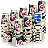 200 Pappbecher 240ml 8 Oz Coffee to Go - Kaffeebecher to Go Zum Servieren von Kaffee, Tee, heißen und kalten Getränken