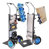 Elektrisches Treppensteigen, Electric Stair Climbing Hand Trucks, 400-kg-Last-Elektro-Sackkarre mit Teleskopgriff (45-65 Zoll), Bürstenloser 1200-W-Motor, 48-V-/36-Ah-Akku, Treppen Hoch Und Runter
