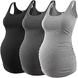Love2Mi 3 Pack Damen Umstandstop Umstandsmode Tanktops Ärmelloses Umstands T-Shirt Schwangerschaftskleidung