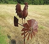 WINDRAD WETTERFAHNE HAHN Metall 1,54m HOCH GARTENDEKO WETTERHAHN Garten NEU