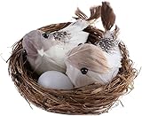 LNYMZD 1Set Simulation Vogelnest mit Vogel und Eier Dekor, Fake Schaum Feder Vögel, künstliche Vögel, für DIY Handwerk Baum Dekoration künstliche Pflanzen und Blumen, Home Decor Figuren und Statuen