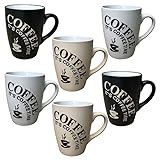 doriantrade Kaffeebecher 6 Stück Coffee Tassen 300ml aus Keramik Kaffee Becher Tasse 6er Set
