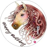 Essbarer Tortenaufleger Pferde Geburtstag // Kuchendekoration zum Thema Pferd, Geburtstag // 20cm (Zuckerpapier)