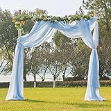 PONY DANCE Querbehang Gardine mit Farbverlauf Freihandbogen für Hochzeit & Geburtstag Deko Hausbett Vorhang Baby Freihanddeko für Traubogen, 1er-Set H 548 x B 152 cm, Weiß+Hellblau