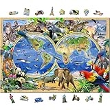 WOODEN.CITY Holzpuzzle 1000 Teile: Karte des Tierreichs von Howard Robinson - Perfektes Partner Geschenke oder Geschenke für Frauen - 51,9 x 37,5 cm - Hobby für Erwachsene und Kinder
